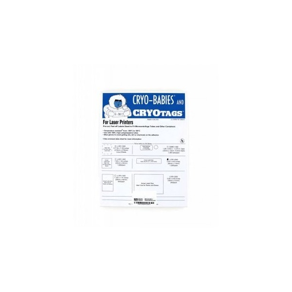 Diversified Biotech Cryo-Tags, Laser, 2.5-0.5", White, 1200/pk, 1200PK 247158 - main